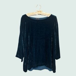 Eileen Fisher Dark Green Velvet Bateau Top